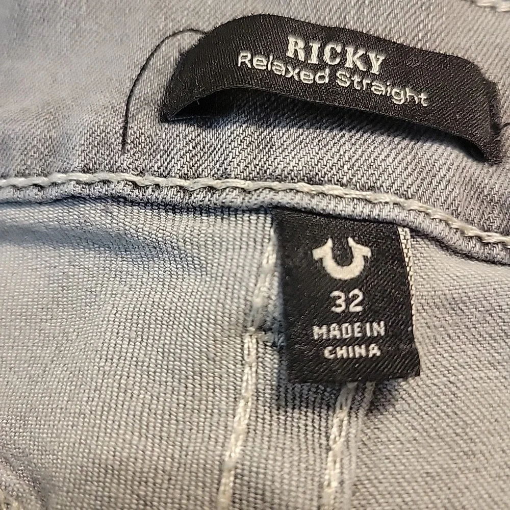 True Religion‎ Ricky Jeans Mens 32x33 Gray Relaxed Straight Denim Flap Pockets